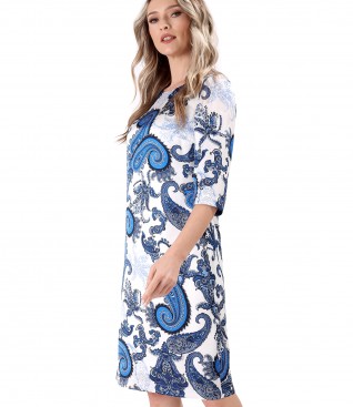 Rochie eleganta si lejera din satin de viscoza imprimata cu motive paisley