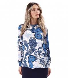 Bluza lejera din satin de viscoza imprimata cu motive paisley