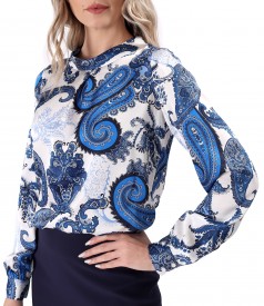 Bluza lejera din satin de viscoza imprimata cu motive paisley