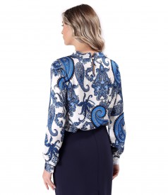 Bluza lejera din satin de viscoza imprimata cu motive paisley