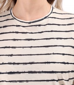 Bluza lejera din jerse elastic cu dungi