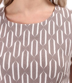 Rochie eleganta din brocart de bumbac elastic imprimat
