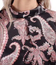 Bluza din matase naturala imprimata digital cu motive paisley