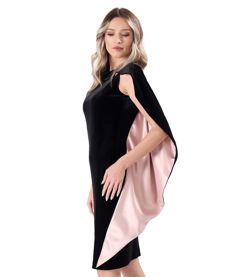 Rochie de ocazie cu pelerina asimetrica din catifea elastica