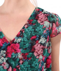 Bluza lejera din voal imprimat cu motive florale