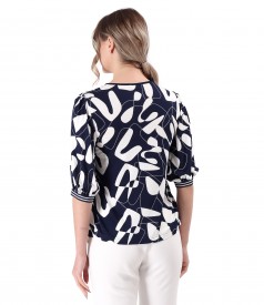 Bluza eleganta din jerse elastic imprimat cu motive geometrice