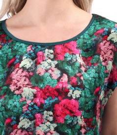 Bluza lejera cu fata din matase naturala imprimata cu motive florale