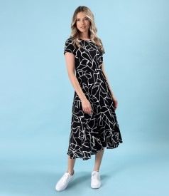 Rochie midi din viscoza imprimata cu motive geometrice