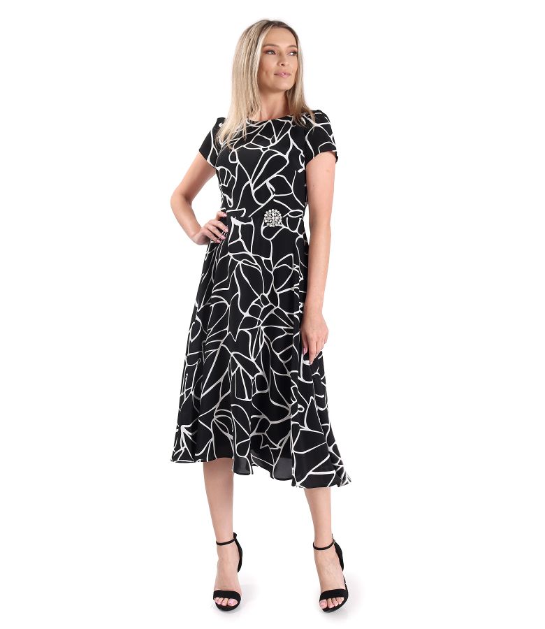 Rochie midi din viscoza imprimata cu motive geometrice