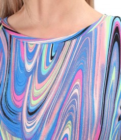 Bluza din jerse elastic imprimat cu motive geometrice