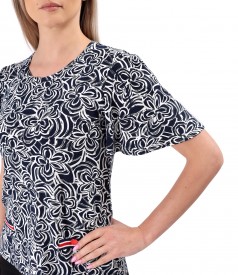 Bluza din jerse elastic cu maneci ample si cu banda decorativa