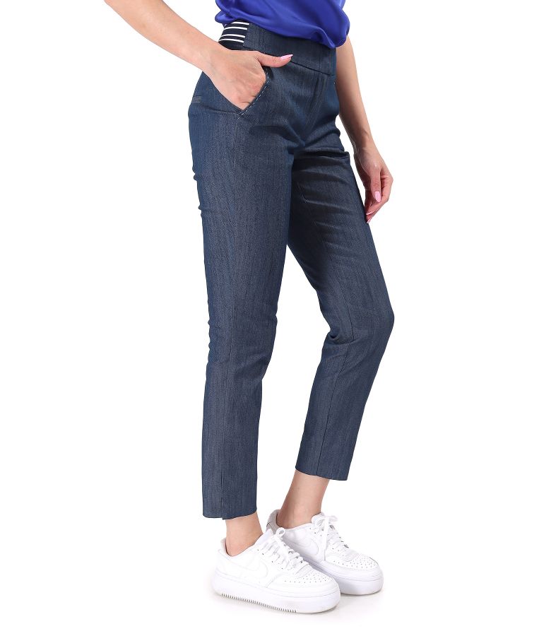 Pantaloni pana din denim cu cusatura decorativa