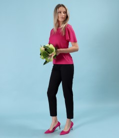 Bluza eleganta din jerse elastic cu maneci ample