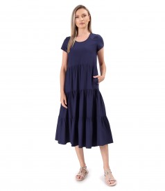 Rochie midi cu volane din viscoza usor creponata