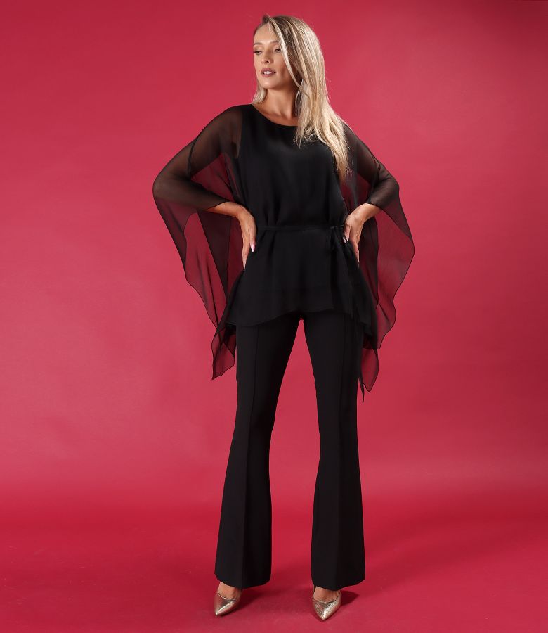 Bluza tip fluture din voal de matase naturala