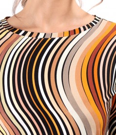Bluza din jerse elastic imprimat cu motive geometrice