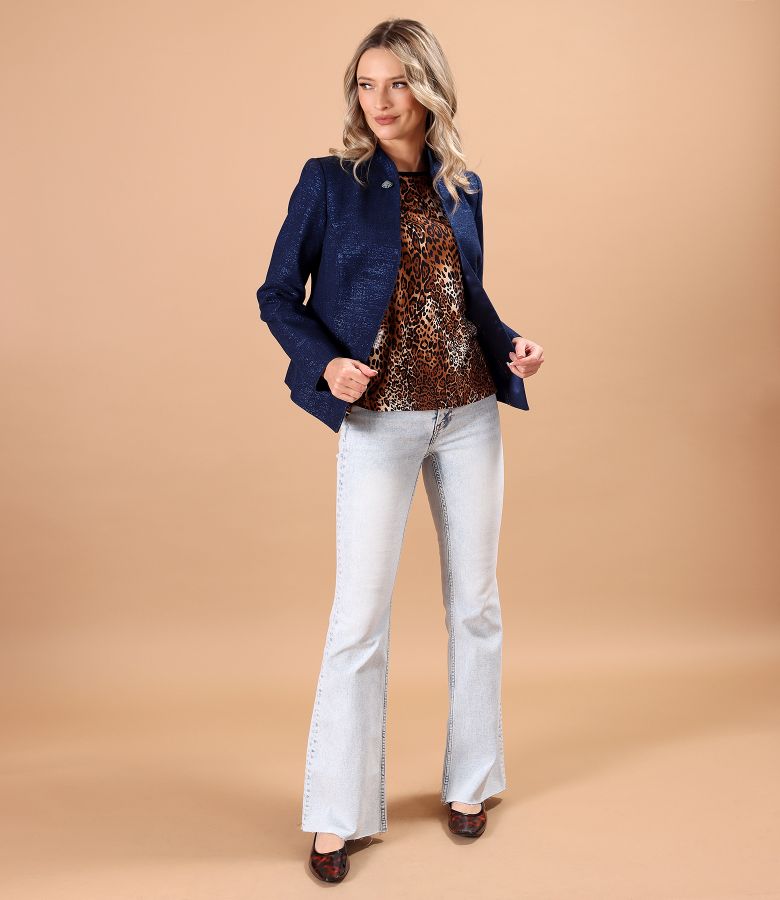 Bluza din jerse elastic cu animal print