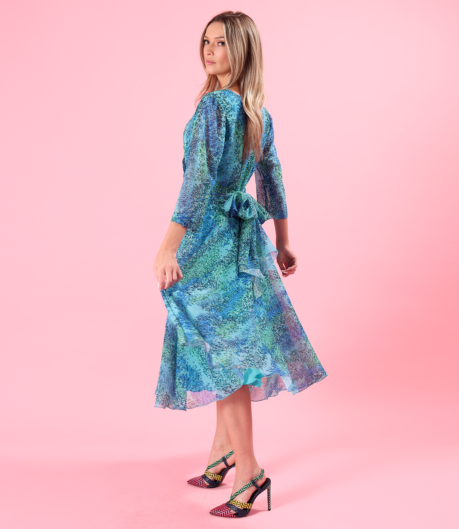 Rochie eleganta din voal imprimat