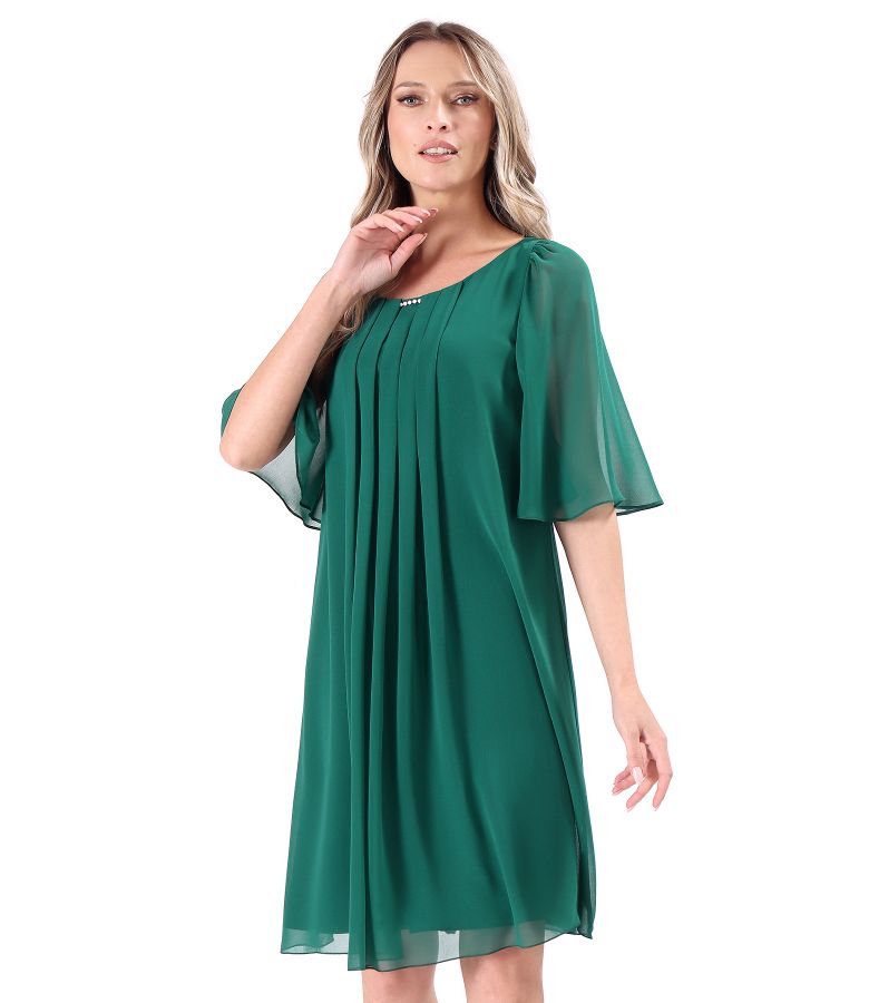 Rochie de ocazie din voal uni cu maneci evazate