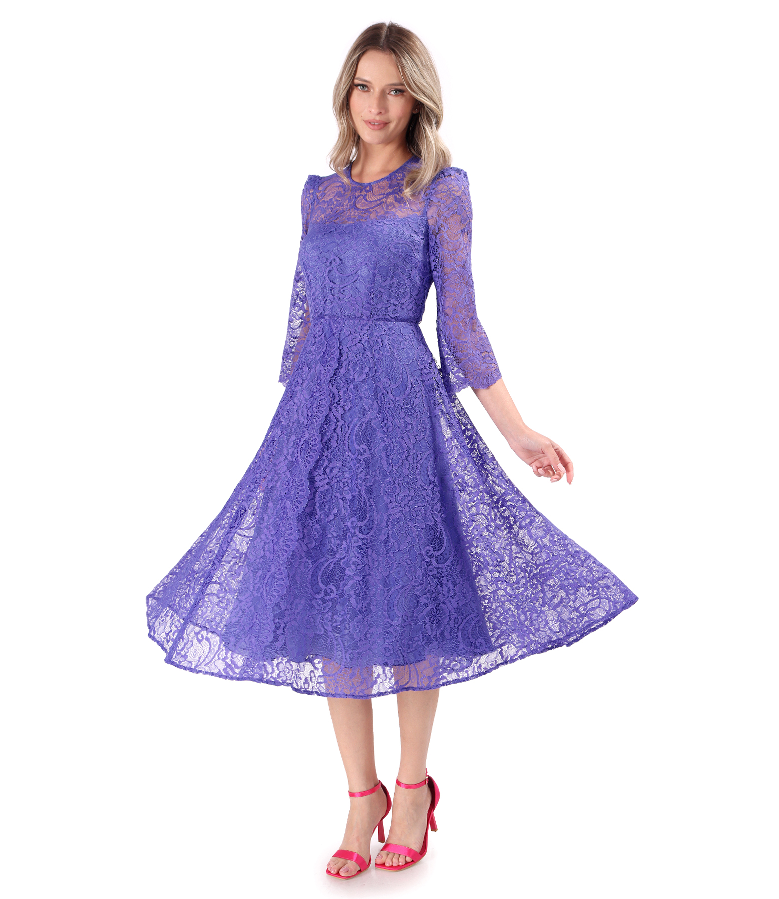 Rochie eleganta din dantela fina cu motive florale