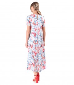 Rochie midi din satin de viscoza imprimata cu inimi