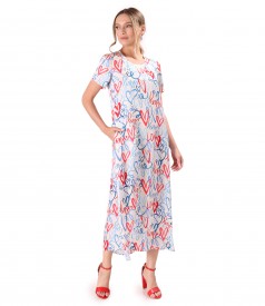 Rochie midi din satin de viscoza imprimata cu inimi