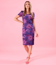 Rochie eleganta din bumbac elastic imprimat