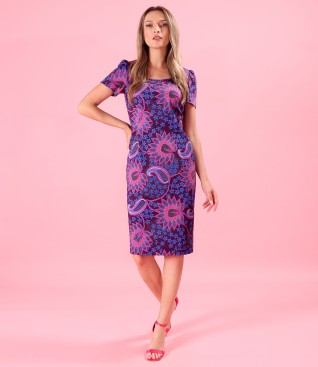Rochie eleganta din bumbac elastic imprimat