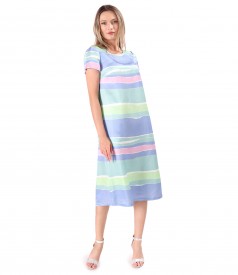 Rochie midi cu in imprimat cu dungi