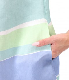 Rochie midi cu in imprimat cu dungi