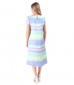 Rochie midi cu in imprimat cu dungi