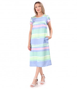 Rochie midi cu in imprimat cu dungi