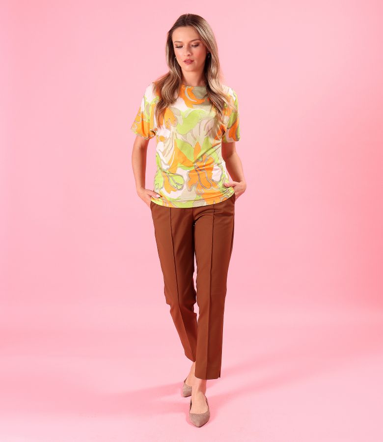 Bluza din jerse elastic incretit la umeri