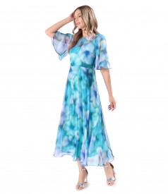 Rochie midi din voal fin imprimat cu motive florale