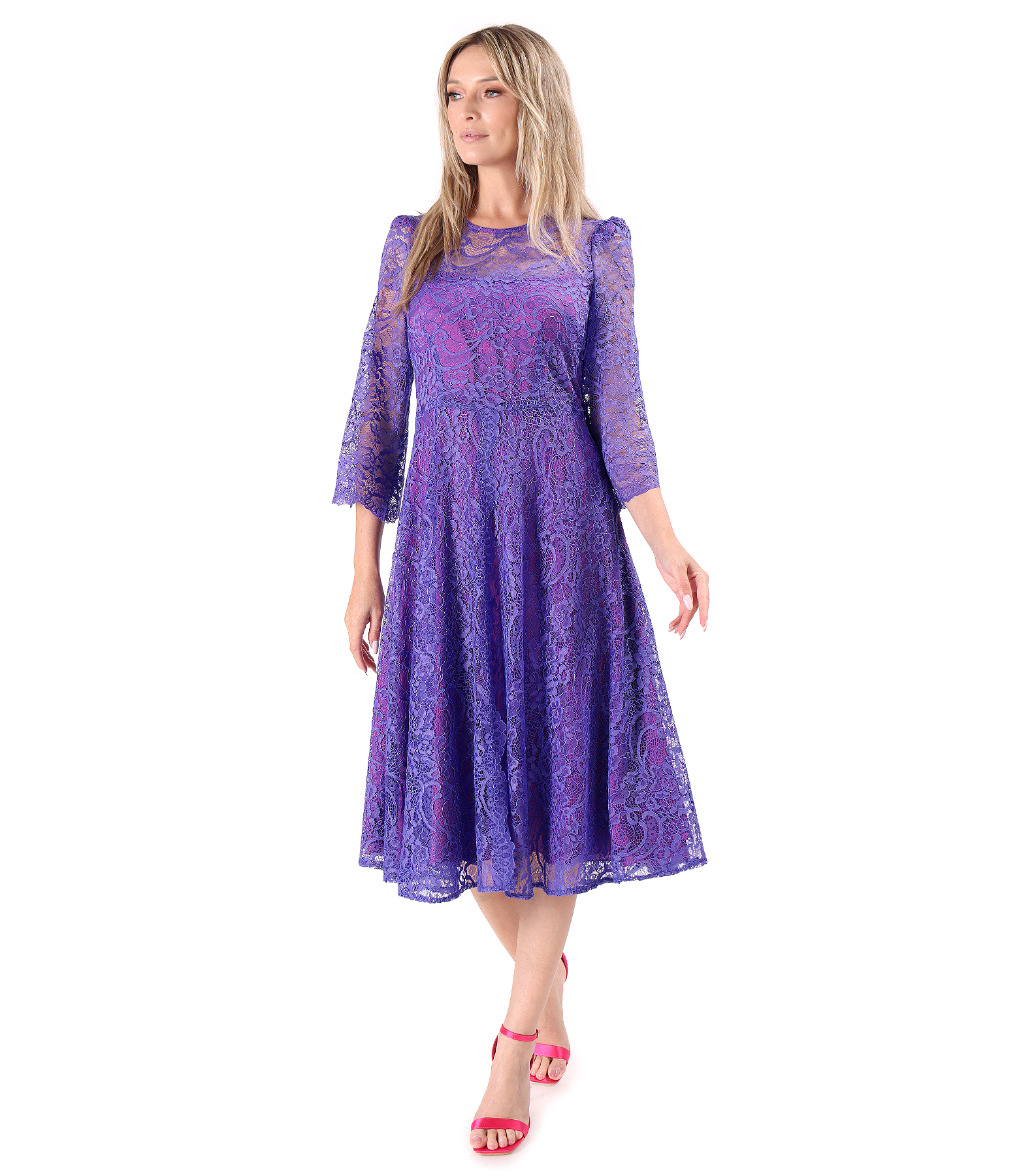 Rochie eleganta din dantela fina cu motive florale