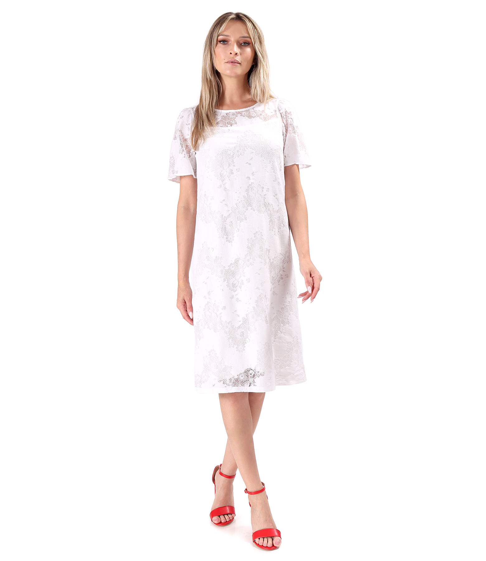 Rochie eleganta din dantela cu bumbac cu motive florale