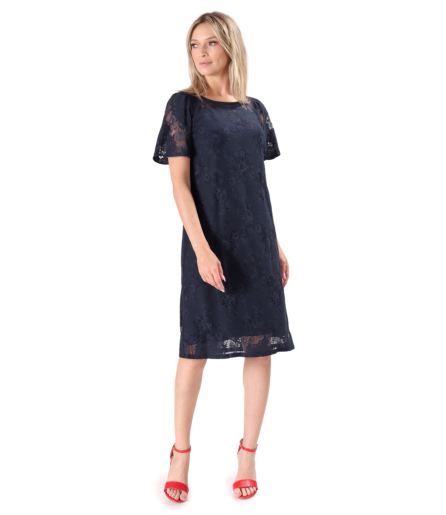 Rochie eleganta din dantela cu bumbac cu motive florale