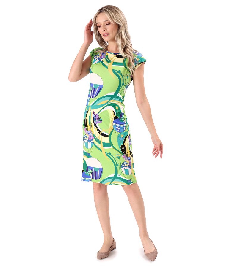 Rochie din jerse elastic imprimat