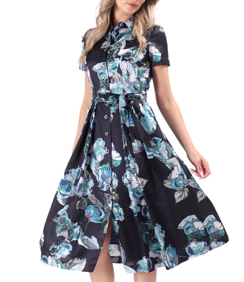 Rochie eleganta tip camasa din bumbac cu matase naturala