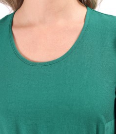 Rochie cu volane din viscoza incretita cu snur in talie