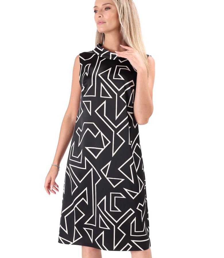 Rochie lejera din satin imprimat cu motige geometrice