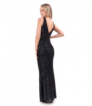 Rochie de seara lunga din paiete multicolore