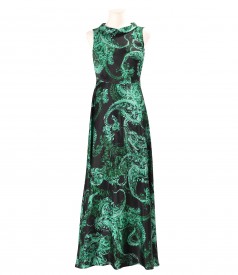 Rochie lunga din matase naturala imprimata cu motive paisley