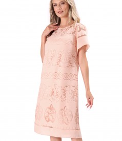 Rochie lejera din organza brocata cu motive de in si viscoza