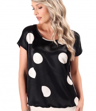 Bluza lejera din viscoza satinata imprimata cu buline