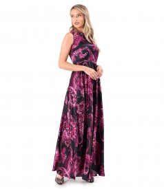 Rochie lunga din matase naturala imprimata cu motive paisley