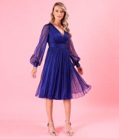 Rochie de seara din voal de matase naturala cu efect lucios