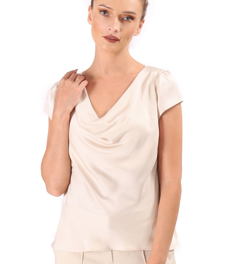 Bluza eleganta pe bie din saten de viscoza