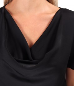 Bluza eleganta pe bie din saten de viscoza