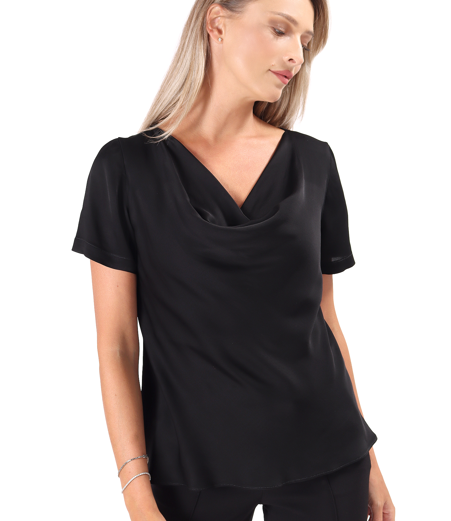 Bluza eleganta pe bie din saten de viscoza